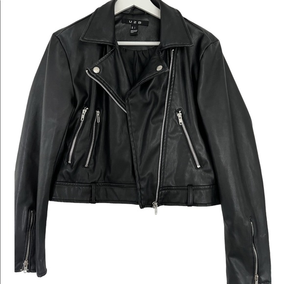 Black Faux Leather Moto Jacket – Rock Chic Coat - Picture 4 of 7